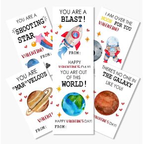 Space Valentine Gift Tags Stickers, 2.1"x3.5" Valentines Day Stickers Labels Present for Gift Wrap Box Card Envelope Seals, Party Favors Supplies & Decor-A04