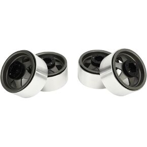 2.2 Inch RC Car Beadlock Wheels Rim, 4Pcs Metal Beadlock Wheel Rim, Offset ‑8.9mm, Hub Wheel Rims for SCX10 90046, for D90, for HSP, for Redcat, for Tamiya, HPI (Grey)