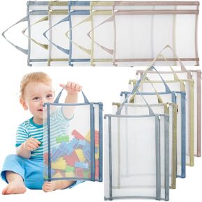 10 Pack Colored Mesh Zipper Pouch Bags, Storage & Organization, Breathable See Through A4 Zipper Pouch with Handle