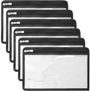 Generic 6 Pieces Clear Zipper Pouches Pencil Pouches PVC Makeup Pouch Envelopes Folder Storage Multi Purpose Pouch Document File Organization Bags, Office Supplies (White Edging, 11.5 x 7 Inches)