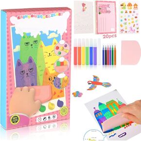 Generic DIY Rainbow Scratch Art Kit, Scratches Art for Kids, Rainbow Scratches Paper Art Set, Scratches Painting, DIY Postcards, Funny Postcards (1Set)
