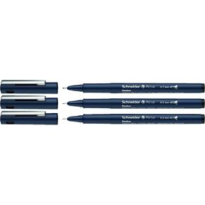 Schneider Pictus Fineliner, Wallet, x3, Assorted Sizes, Black Ink (197593)