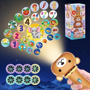Baby Educational Projector Toddler Toys, Kids Toy Flashlight Projector for Girls and Boys with Dinosaurs Numbers 26 Letter Multi-Theme, Ideal Baby Toy for Learning Nightlight Cognition Bedtime