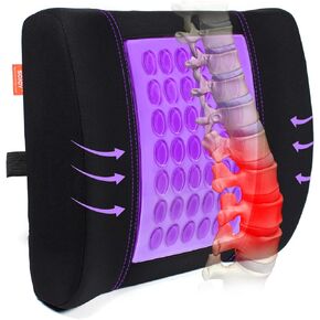 Sojoy Gel Memory Foam Lumbar Support Pillow for Office Chair Long Sitting Lowe Back Pain Relief,Cooling Ergonomic Back Support for Office Chair, Car, Gaming Chair