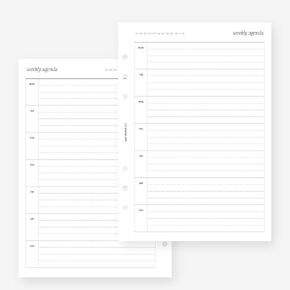 A5 Undated Weekly No.09 Horizontal Lined Week on One Page Planner Insert for Filofax A5, LV GM agenda refill 6 hole 5.8 x 8.3