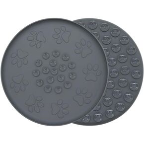 Silicone Non-Slip Mat for Pet Bowl,Basic Non-Slip Pad for Dog Bowl or Cat Bowl with Double Sided Anti-Slip Suction Cup Rotundity Bowl Pad (Gray, L-Diameter 33cm)