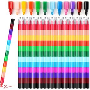 30 Pcs Stackable Multicolored Crayons, DIY Rainbow Pencils Art Painting Oil Sticks Ideal for Writing, Drawing, Coloring, Gift Party Supplies