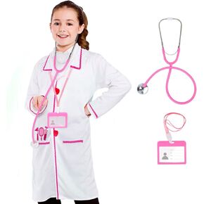 ANPHILE Kids Doctor Costume, Kids Doctor Lab Coat Career Day Dress Up Costume for Toddler Girls Kids