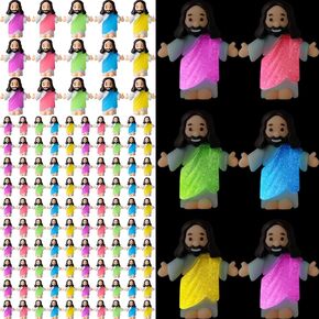 Barydat 100 Pcs Little Jesus Figurine Bulk Glow in The Dark Jesus Figures for Easter Egg Fillers Luminous Religious Toys to Hide and Seek Let Your Light Shine Christ Baptism Party Favors