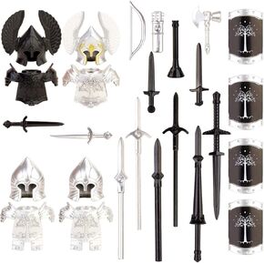 ALiquid Custom Minifigures Weapon Set, Custom Weapon Set for Minifigures, Medieval Gondor Soldier Weapon Set for Lego Minifigures - 25 Pcs