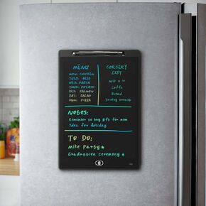 Magnetic Dry Erase Board for Fridge, 9.8"×6.7" Small LCD Writing Tablet Blackboard Grocery to Do List Magnet Pad Black White Whiteboard Adult Chore Chart Refrigerator Digital Notepad Message Center