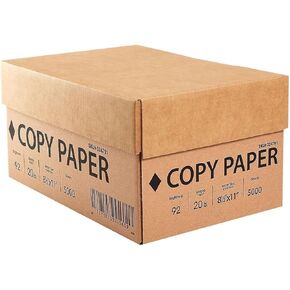 Staples 8.5 x 11 Copy Paper, 20 lb, 92 Brightness, 5000 Sheets/Carton (324791)
