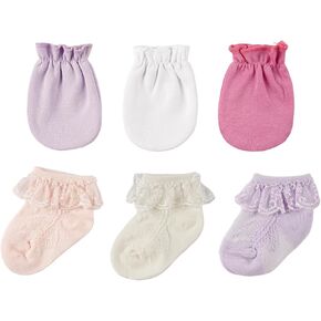 BABESIDE Reborn Baby Doll Socks with Baby Doll Gloves Set for 17-22 Inch Baby Dolls, 3 Pairs of Lace Doll Socks with Cute Doll Gloves for Realistic Baby Doll Accessories Girls