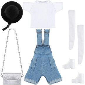Geyoga Doll Clothes 12 Inch Doll Accessories Casual Wear Clothes Outfits with Shoes Socks Hat Bag Top Jumpsuit Set Gift(Light)