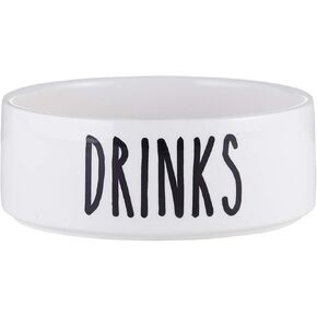47th & Main White Ceramic Hand-Lettered Pet Dish, Small, Drinks