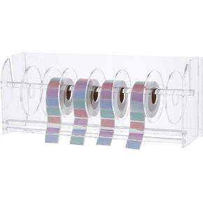SUPERFINDINGS Acylic Label Dispenser Adjustable Sticker Roll Holder with 8 Disks Clear Label Roll Holder Tape Dispenser Acrylic Sticker Dispenser Roll Holder for Holding Sticker Label