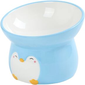 LUOZZY Elevated Cat Bowl Cat Food Raised Bowl Anti-Vomiting Ceramics Cat Bowl for Food and Water Whisker Friendly Pet Supplies - Penguin