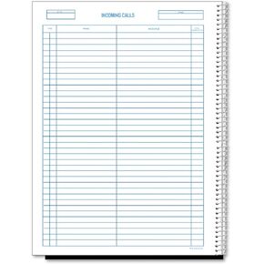 Rediform Wirebound Call Register, One-Part (No Copies), 11 x 8.5, 100 Forms Total