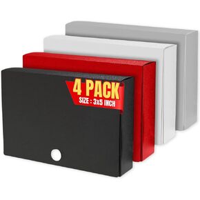 1InTheOffice Index Card Holder 3x5, Note Card Organizer, Flash Card Box Holder, Index Card Case, Assorted Color, 4 Pack