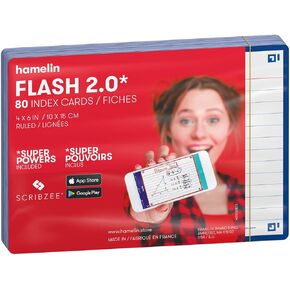 Hamelin Flash 2.0 Flashcards, 4x6 Index Cards 80ct Marine Blue