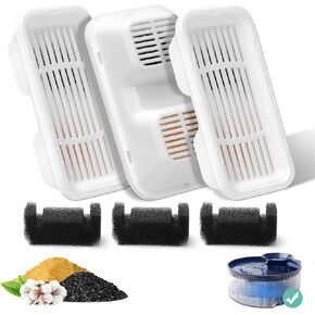 3 Set Replacement Filter and Sponge for 169oz/5L Dog Fountain, Multiple Filtration Dog Water Fountain Filter, Pet Fountain Filter Replacement, Cat Water Fountain Filters