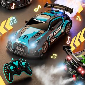 RC Drift Car 2.4Ghz 1:16 مقياس سيارات التحكم عن بعد مع مركبة معلومات وموسيقى وموسيقى ، سيارات التحكم عن بُعد للأطفال الفتيات الفتيات 4-7 8-12 13 14 عامًا ، أفكار عيد ميلاد
