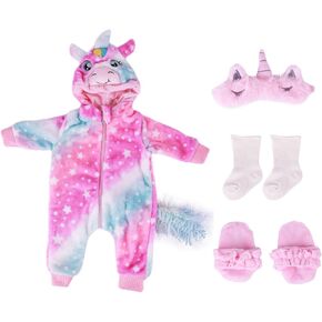 4 PCS Reborn Baby Doll Clothes Animal Shape for 17 - 22 Inch Baby Doll Clothes Thickened Outfits Set with Eye Mask, Socks and Slippers for Newborn Girl