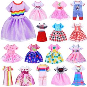 16 Pcs Girl Doll Clothes Lovely Outfits Mini Doll Clothes 6 Inch Dolls Accessories for Kids Birthday Outfit (Beautiful Girls)