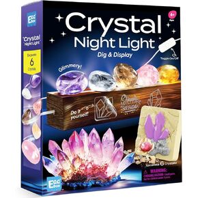 Gamerside Gemstone Dig Kit & Display Crystal Night Light for Kids ، حفر 6 صخور ومعادن أصلية ، مجموعة حفر جوهرة للأطفال من عمر 6 إلى 12 عامًا ، هدايا أعياد الميلاد للعلوم التعليمية للبنين والبنات