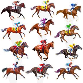 Horse Racing Cupcake Toppers 48PCS Race Horse Party Decorations Horse Derby Day Racehorse Cupcake Picks Horse Party Decorations for Run for the Roses Party Supplies