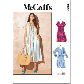 McCall's Easy to Make Misses' Sun Dresses Sewing Pattern Packet, Design Code M8281, Sizes XS-S-M-L-XL-XXL, Multicolor