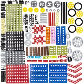 TEESE 184pcs Technic-Beam-Gears-Axles-Pins-Wheels-Tires, Compatible with Technic-Parts, for Technic-Project-Bulk-Blocks (Random Color)