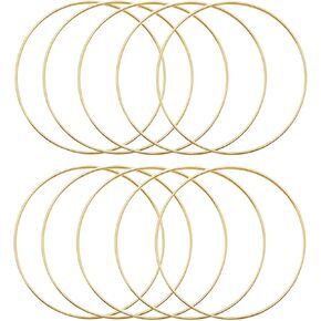Floral Wreath Hoops, 10PCS Metal Rings Hoops for Making Wall Hanging Craft, Gold (Gold)