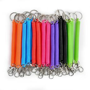 28Pcs Spiral Retractable Spring Coil Keychain, Theftproof Key Ring with Lobster Clasp, Anti-lost Stretch Cord Safety Ropes for Keys, Wallet Cellphone, Important Item