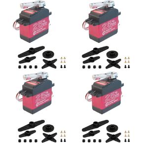 4 Pack 25KG Digital RC Servo DS3225 Waterproof Full Metal Gear RC Steering Servos Motor with 25T Servo Horn for 1/8 1/10 Scale Baja Crawler RC Car Buggy Truck Boat Plane Robotic Arm 270 Degree