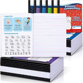 30 Pack Primary Ruled Composition Notebook, Grade K-2 Journal 50 Sheets, 7-1/2" x 9-3/4" Primary Composition Book Writing Notebook for Kids Kindergarten Preschool 1st 2nd Grad (Multicolor)
