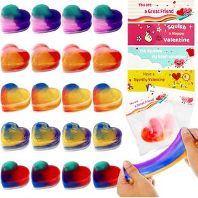 20 حزم بطاقات هدايا عيد الحب مع الوحل الملون ، Galaxy Galaxy Slime Leaff Toy Toy Toy Fail