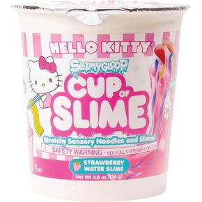 Hello Kitty SLIMYGLOOP Cup of Slime, 4.8 oz. Strawberry Pink Slime with Stretchy Noodles, Noodle Cup, Hello Kitty Charm, Sanrio Stuff, Slime for Kids, Kawaii Stuff, Slime Kit, Sanrio Slimes