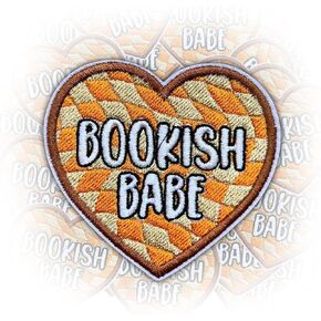 Bookish Babe Iron On Embroidery Patches for Backpacks Hats Jeans Bags, Size 3" Sewing Patches, Plaid Heart Appliques for Clothes, Romance Embroidery Patches, Retro Gift for Reading Lovers