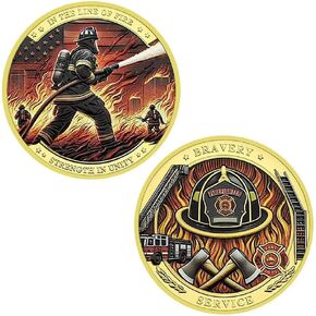 New Firefighter Challenge Coin Bravery Medal Commemorative Coin Collection (Golden)