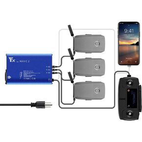 شاحن البطارية لـ DJI Mavic 2 Pro/Zoom بدون طيار ، 5 في 1 مركز شحن بطارية ذكي سريع (شحن متزامن 3 بطاريات و 2 منافذ USB)