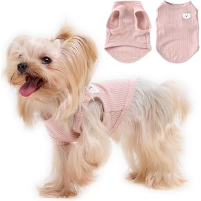Cozy and Functional Dog Shirts for Small Puppies: Stretchable Pink Attire with Easy-On Design, Ideal for Chihuahuas and Yorkies - Enhance Comfort and Playfulness on Chill Days Small (Pink, Small)