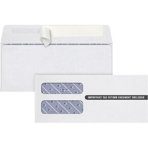 Adams 3 Up 1099 Envelopes, For 1099 NEC, Self Seal Double Window Security Envelopes, 3-3/4" x 8-3/4", 24 per Pack (TXA2222PS-3), White