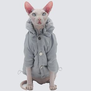 Cat Clothes Winter Thickness Warm Windproof Cat Apparel for Hairless Cats, Sphynx Cats, Devon Rex Cats and Small Cats and Dogs (Jacket Only, Medium)
