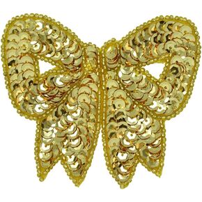 Expo International 3 1/4" x 3" Bow Sequin Patches/Appliques, Gold