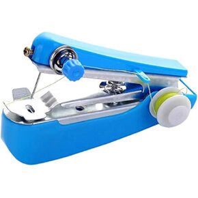 1Pc Blue Handheld Sewing Machine, Portable Mini Manual Sewing Machine Handy Needlework Tool Mini Sewer Machine Hand Stitcher Sewing Machine Sewing Machines