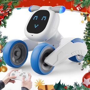 لعبة Robot Dog for Kids ، Remote Control Dog Robot ، Voice & Touch Control Robot Cog مع LED/Record/Sing/Dance ، ألعاب جرو قابلة للشحن لـ 5 6 7 8 9
