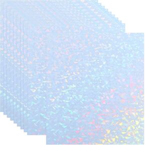 PATIKIL 8.2x5.8" Printable Holographic Sticker Paper, 10 Pack Vinyl Sticker Paper Holographic Glossy Rainbow Waterproof Sticker Paper for Inkjet Laser Printer, Diamond Style