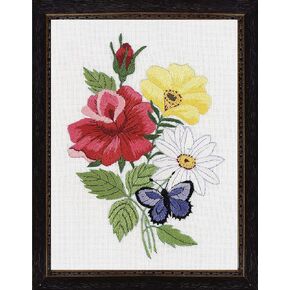Janlynn 004-0853 Embroidery Kit, 7-Inch by 5-Inch, Butterfly Floral,White