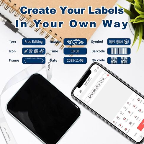 Label Maker Machine with Tape, Portable Thermal Label Printer for Office Home Kitchen Organization, Compatible with iOS, Android in Kuwait